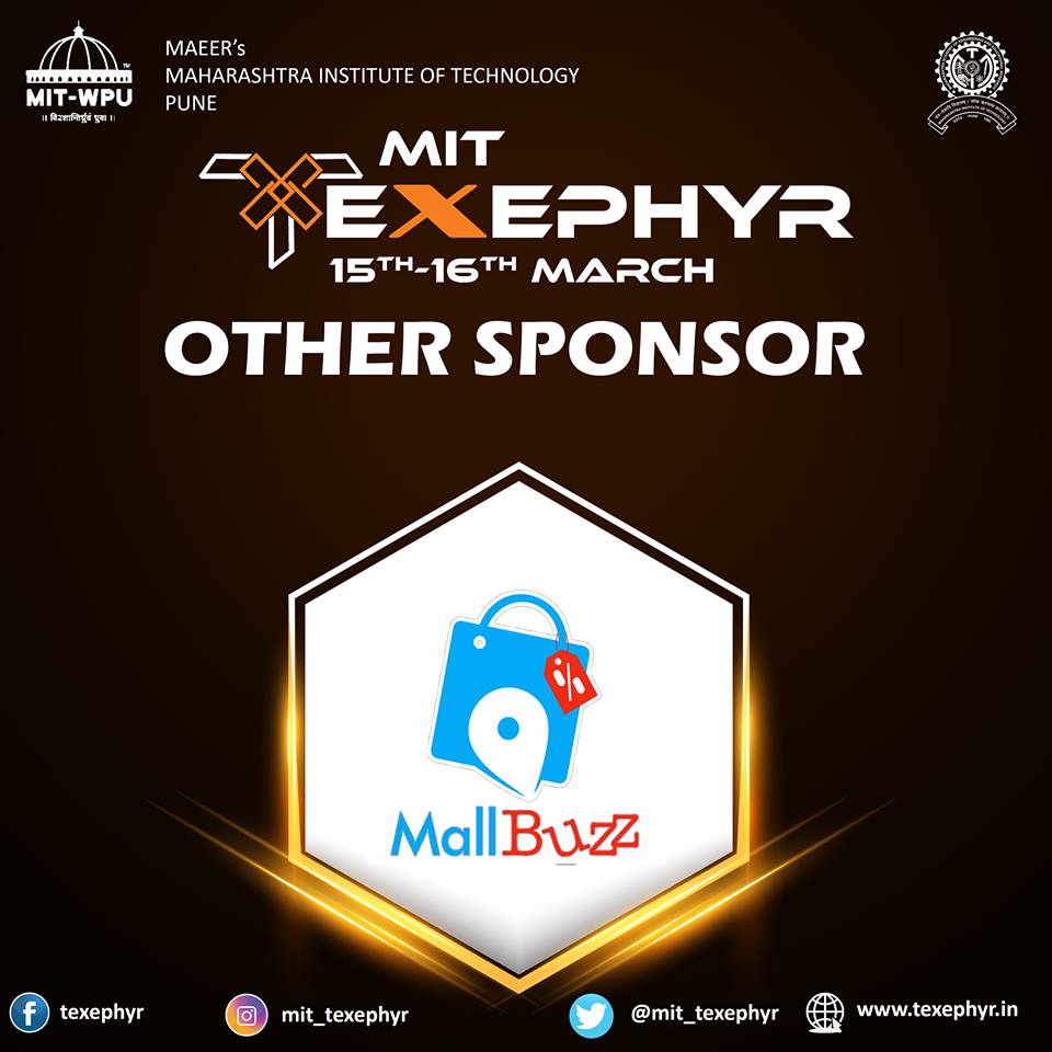 TheMallBuzz's tweet photo. MallBuzz is proud to sponsor the MIT Texephyr Event. Catch us at the MIT college on 15th and 16th March for fun contests and exciting prizes.
#MallBuzz #texephyr #tx18Pune
#OctoberTrailer
#TuesdayThoughts https://t.co/3URmsMYXqg
