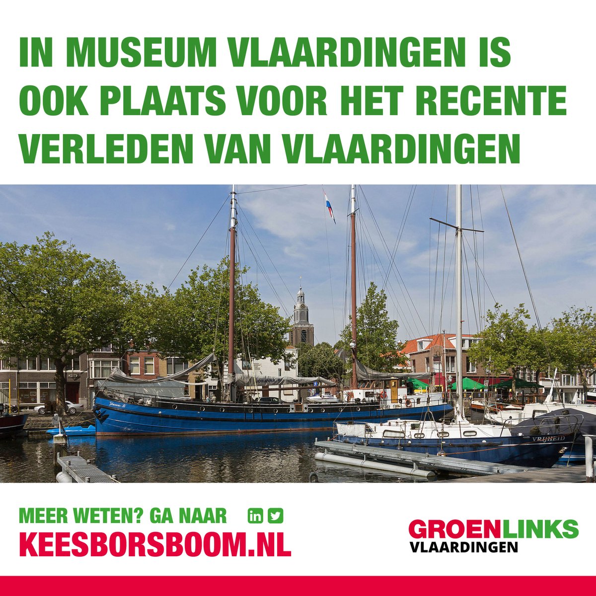 Ik wil mij inzetten om ook plaats te maken voor het recente verleden in 'Museum Vlaardingen'. Een #museum waar het heden en verleden van de stad te aanschouwen is: bit.ly/KBMuseumVlaard… #GroenLinksVlaardingen #speerpunten #KeesBorsboom #lijst10 #plaats9