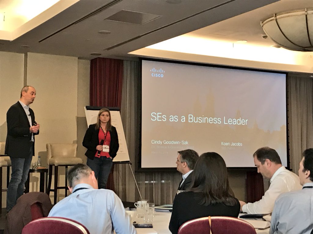 #CiscoSE as a #business leader 
<a href="/cigoodwi/">Cindy Goodwin-Sak</a> @CiscoEMEAR <a href="/kojacobs/">Koen Jacobs</a> 
#SystemsEngineer #SEMaker #Cisco #WeAreCisco