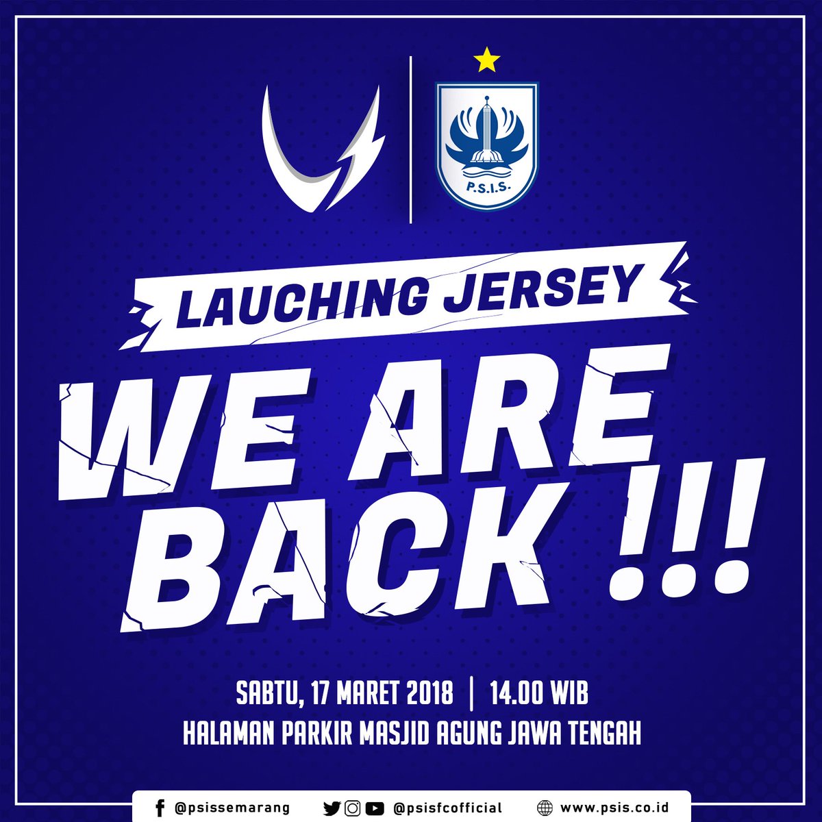 Datang dan Ramaikan Launching Jersey PSIS Semarang 2018

Selengkapnya di instagram <a href="/psisfcofficial/">PSIS</a> 

Don't Miss It Gaes... 🙏

#PSIS