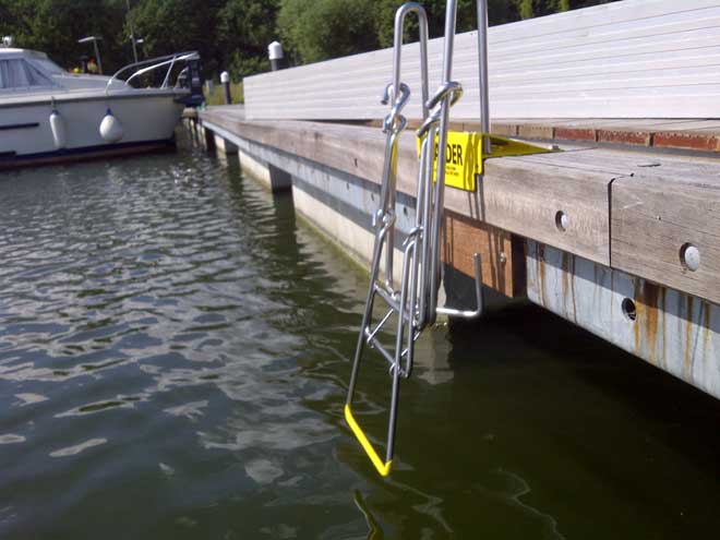 PontoonandDock's tweet photo. Our #safetyladder is the first water rescue ladder designed as a stationary safety ladder, ensuring an easy exit. https://t.co/ebJP8heCiP https://t.co/TcM97I6IxJ
