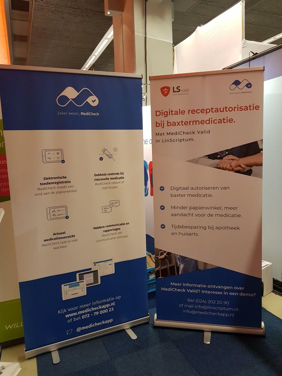 MediCheckApp's tweet photo. Samenwerking tussen MediCheck en LinScriptum is een feit! Digitale receptautorisatie bij baxtermedicatie is nu mogelijk met MediCheck Valid.
Kom langs bij onze stand op het KNMP Voorjaarscongres 2018 en ontdek alles over MediCheck App! #KNMP #medicatie https://t.co/IvEJp2BzaV