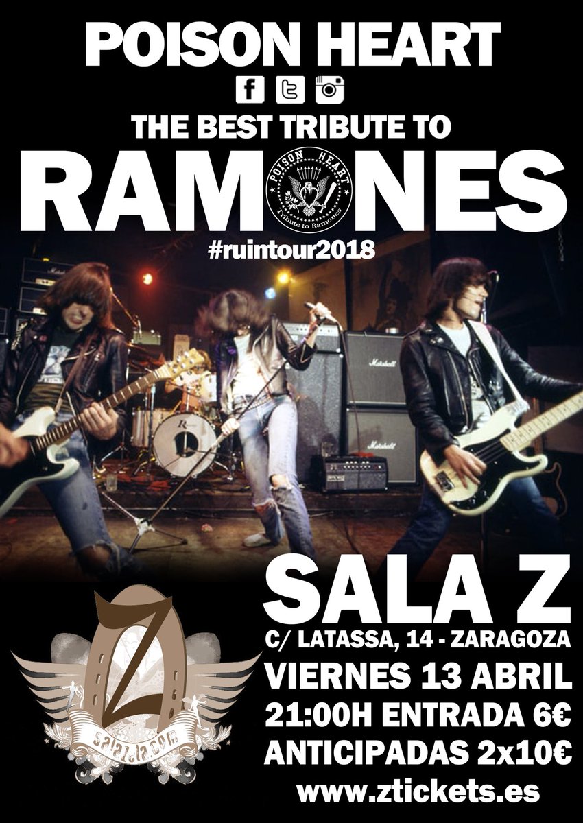 🔥ARAGÓN, VENIMOS!🔥

Con muchas ganas de ramonear por esas tierras...😎🤙

Viernes 13 de abril Sala Z #zaragoza
Sábado 14 de abril Sisones fest #torralbadelossisones #teruel

Os esperamos!

#ramones #tributo #gira #ruintour2018 #conciertos