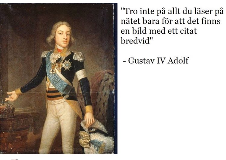 Viktigt budskap från <a href="/Livrustkammaren/">Livrustkammaren</a> idag! Delar utan eftertanke. #källkritikensdag