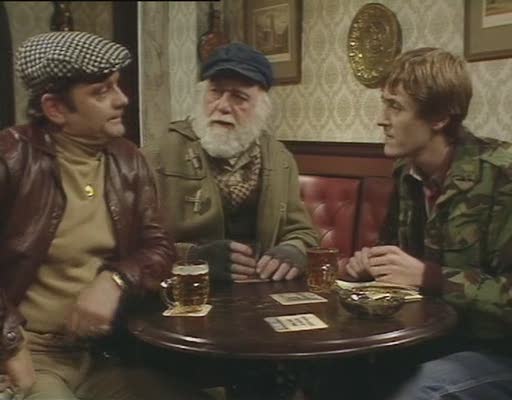 mrbiffo's tweet photo. INT. THE NAG'S HEAD - DAY

RODNEY: Uncle Albert has just 12 months to live, and when dies he's going to give us his collection of antique motorcycle cushions.

DEL BOY: This time next year we'll pillion heirs! 

<Del Boy falls through bar> https://t.co/Fq8QdJCaa4