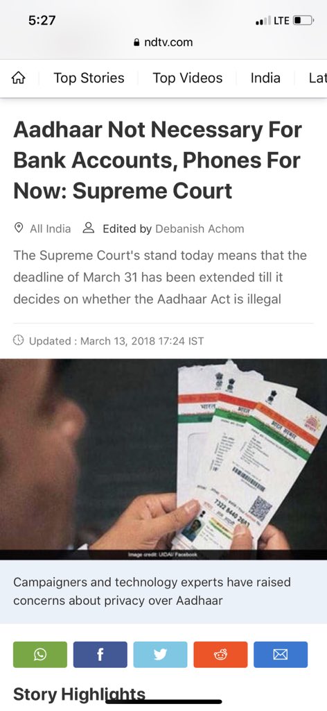 idlebrainjeevi's tweet photo. Linking up #Aadhaar card not mandatory: Supreme Court today https://t.co/WDiclp0J81