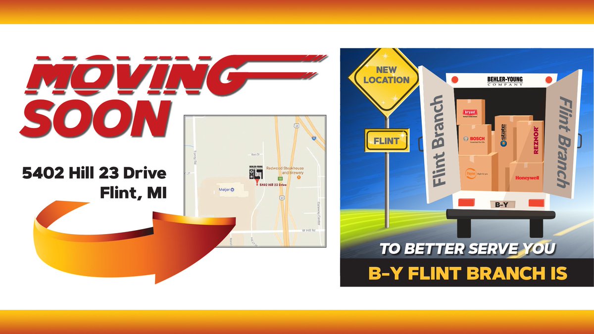 BehlerYoungHVAC's tweet photo. B-Y's Flint Branch is moving soon! Stay tuned for updates! #NewFlint https://t.co/iU1PnY0U5X