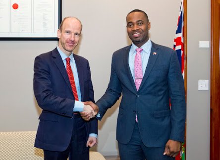 BdaGovernment's tweet photo. Premier David Burt, MP @BermudaPremier met with Mr Ben Merrick, the Director of the Overseas Territories Directorate in the Foreign and Commonwealth Office @foreignoffice and Governor John Rankin. #BermudaGovernment #BDAComms #FCO #BDA #UK https://t.co/XJTyfjyAMN