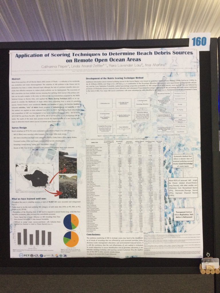 CathPieper's tweet photo. I am really proud to be representing the #OCEteam fro the #university of the #Azores with a poster presentation talking about #MarineDebris sources. Come and visit poster #160 at the #6IMDC @clara_aml @anyamoti @klavlaw @Plastisphere https://t.co/HtUpH7pfll
