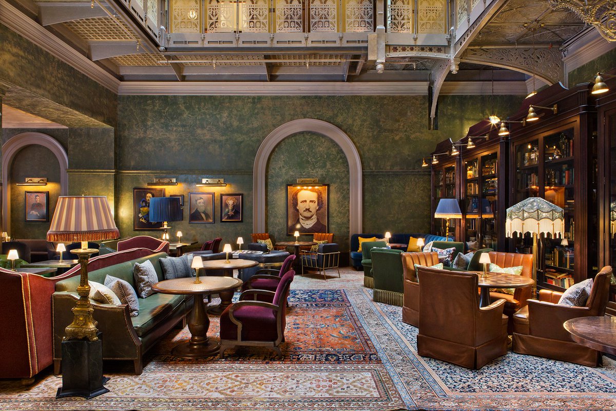 DesignCentreCH's tweet photo. In the past people sought only a good night’s sleep, some glamour & delicious food from a fine hotel. Now it’s nothing like enough. At the Beekman in NY Martin Brudinski's interiors are complemented by the hotel's art collection - SS18 #DesignCentreGuide https://t.co/uRUnwl9S1p https://t.co/Zu6SktTFsE