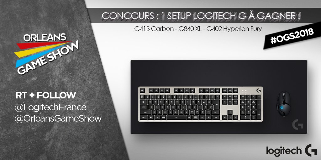 OrleansGameShow's tweet photo. [#Concours] Quand Logitech soutient l'Orléans Game Show, ça donne un setup Logitech G à gagner !

Un clavier G413 + Une souris G402 + Un tapis G840 XL

Pour participer :
RT + Follow @LogitechFrance et @OrleansGameShow 

TAS 16.03 23h59 https://t.co/U67bem9laK