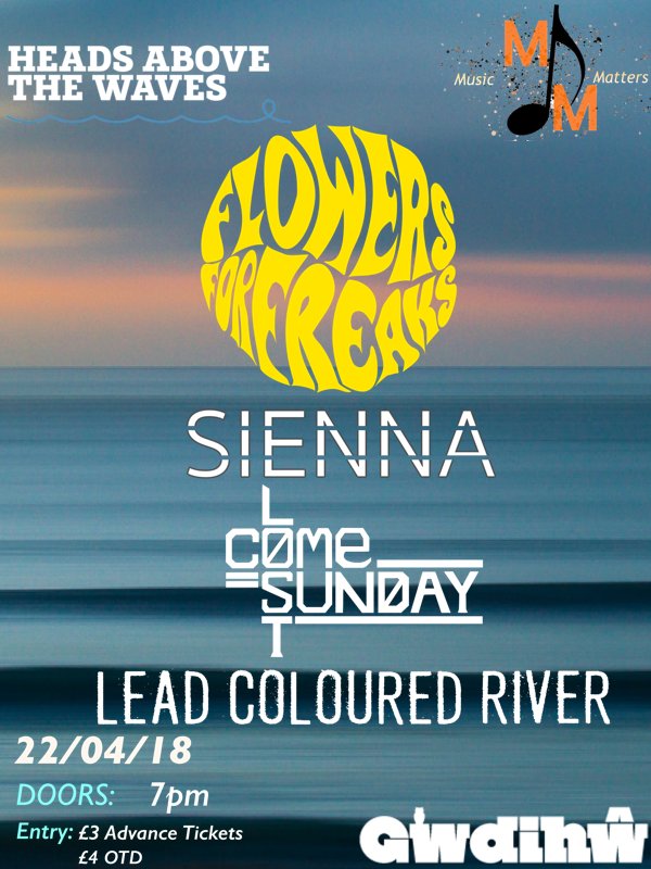 We're gonna be hitting up <a href="/GwdihwCafeBar/">Gwdihw Cafe Bar</a> thanks to Music Matters​ on the 22nd of April in aid of local charity <a href="/HATW_uk/">HeadsAboveTheWaves</a>​ with <a href="/flowers4freaks/">Flowers for Freaks</a>​, <a href="/SiennaCDF/">SIENNA</a>​ and newly announced <a href="/LostComeSunday/">Lost Come Sunday</a>!!

Tickets are £3 (link below) X

billetto.co.uk/e/music-matter…