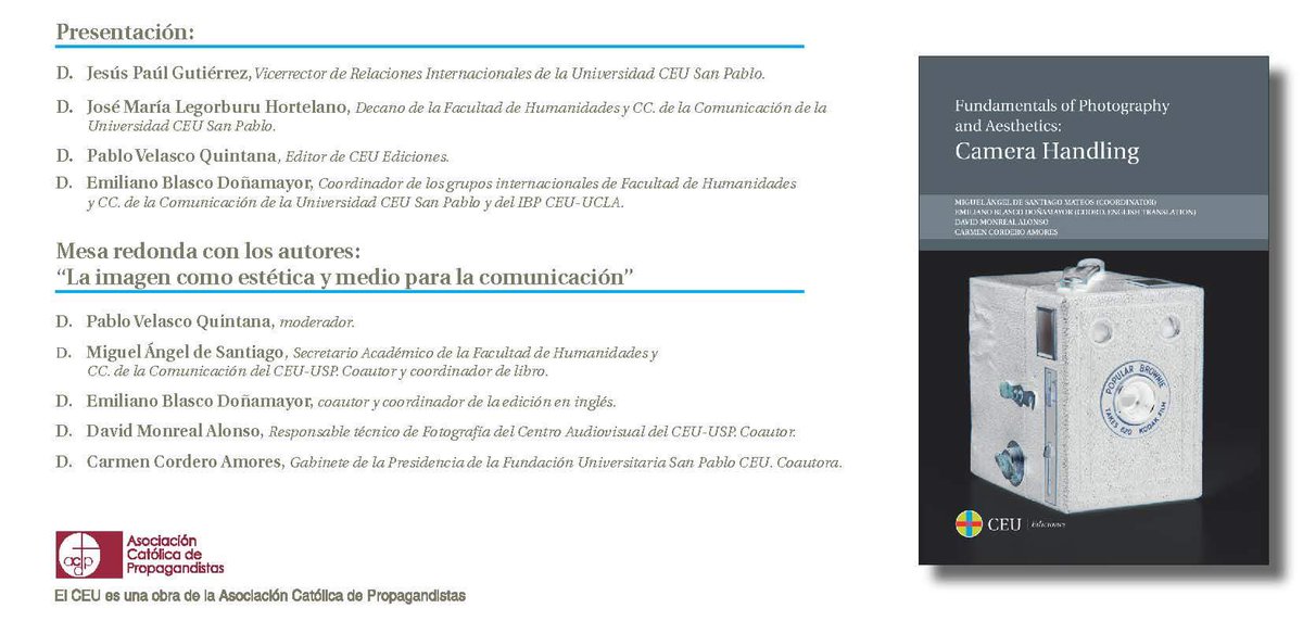 CristinaRLuque's tweet photo. @ebdonamayor en #CameraHandling
“Nuestro principal punto de partida en este libro fue compartir los conceptos básicos de fotografía y que se pudieran aplicar a cualquier disciplina, dentro y fuera de la Universidad” @masanti75 @DavidMonreal68 @CarmenCord https://t.co/htDUpC1JSO
