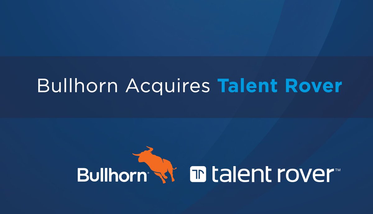 MerchantRadar's tweet photo. .@Talent_Rover has been acquired by Bullhorn to grow their @salesforce ecosystem and bring new #technology offerings to the world’s leading #staffing and #recruiting firms. Read about it here: https://t.co/aiM4rVUhii https://t.co/MgrW9rAnUN