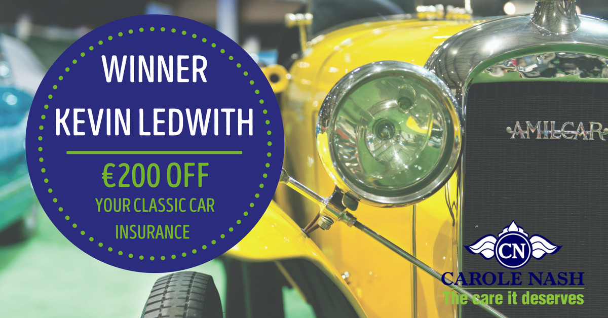 RIACCARSHOW's tweet photo. Congratulations to the winner of our Carole Nash @insideclassics €200 off insurance #Competition Kevin Ledwith! https://t.co/fYKgtkJNeW