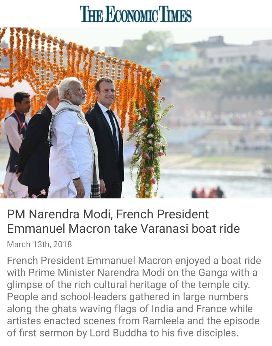 SDHiregoudar's tweet photo. PM Narendra Modi, French President Emmanuel Macron take Varanasi boat ride
https://t.co/nj3vGTz4xR via NMApp https://t.co/qsCIJkwraU