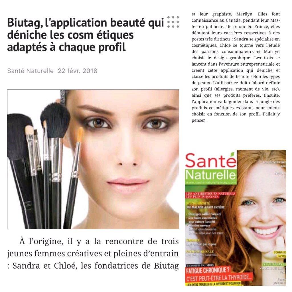 Biutag's tweet photo. Merci au magazine Santé naturelle de nous consacrer un article dans son dernier numéro ! 📚 https://t.co/BBkfhkBYIr