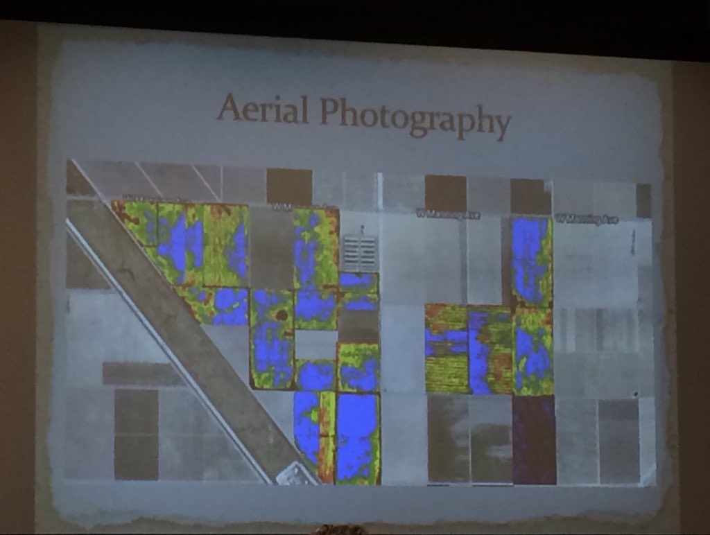 Now listening to a #sxsw panel on the opposite end of the spectrum from SoilCards: the highest-tech American farms: 7500 acres of NDVI photos, leaf testing, gene editing, interactive maps of farm status, drones, tracking device, yield forecasting. Still need soil testing though!