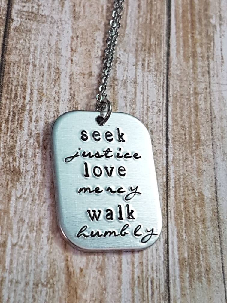 AHandstamped's tweet photo. Great moto to live by, order yours or a custom one in my #etsy shop: Seek justice love mercy walk humbly hand stamped necklace #jewelry #necklace #seekjustice #lovemercy #walkhumbly #handstamped #lifecode #mantra #moto #yeg #fortsask #shoponline #gift  https://t.co/EDUDQy5OjH https://t.co/f75TT6Vmrz