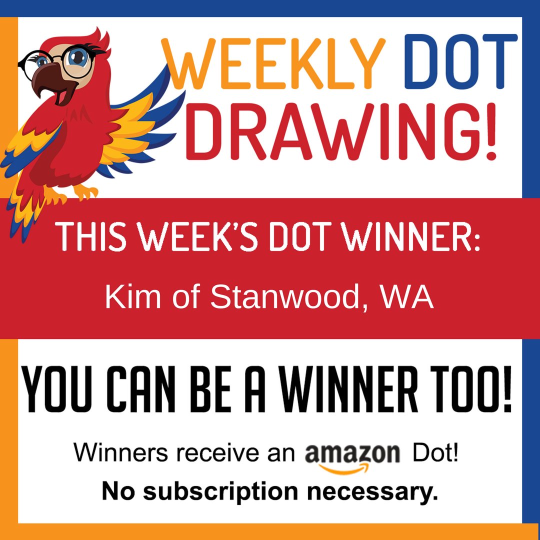 myMAXNick's tweet photo. It's #WINNER time! Please help me in congratulating this week's Amazon Dot Winner, Kim from Stanwood, WA! Congrats Kim!! We hope you enjoy the Dot!

Oh, and https://t.co/ncuIpL53Wb :-) #FamilyChildCare https://t.co/Vlpxy9nH9p
