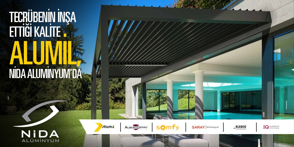 NİDA ALÜMİNYUM
0252 363 97 12
nidaaluminyum.com
TECRÜBENİN İNŞA ETTİĞİ KALİTE. ALUMİL NİDA ALÜMİNYUM'DA
