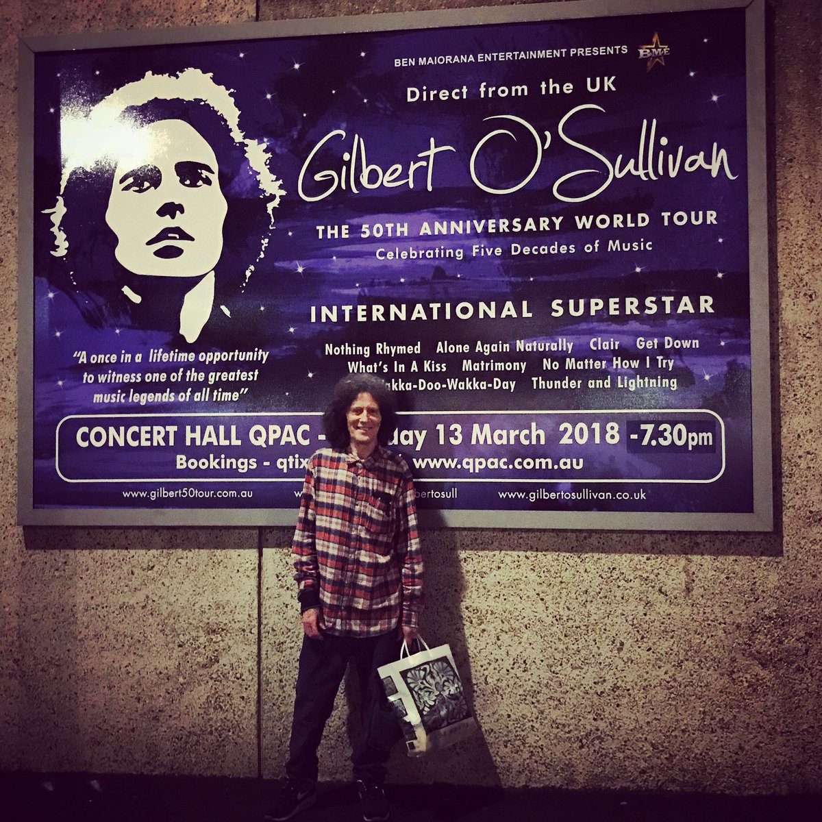 GilbertOSull_'s tweet photo. What a great show we had tonight in Brisbane! Thank-you to all the fans who came along, and for making us feel so welcome in your city
#brisbane #gosaustraliatour2018 #gilbert50 #50yearsofmusic https://t.co/LC7GzrTCIO