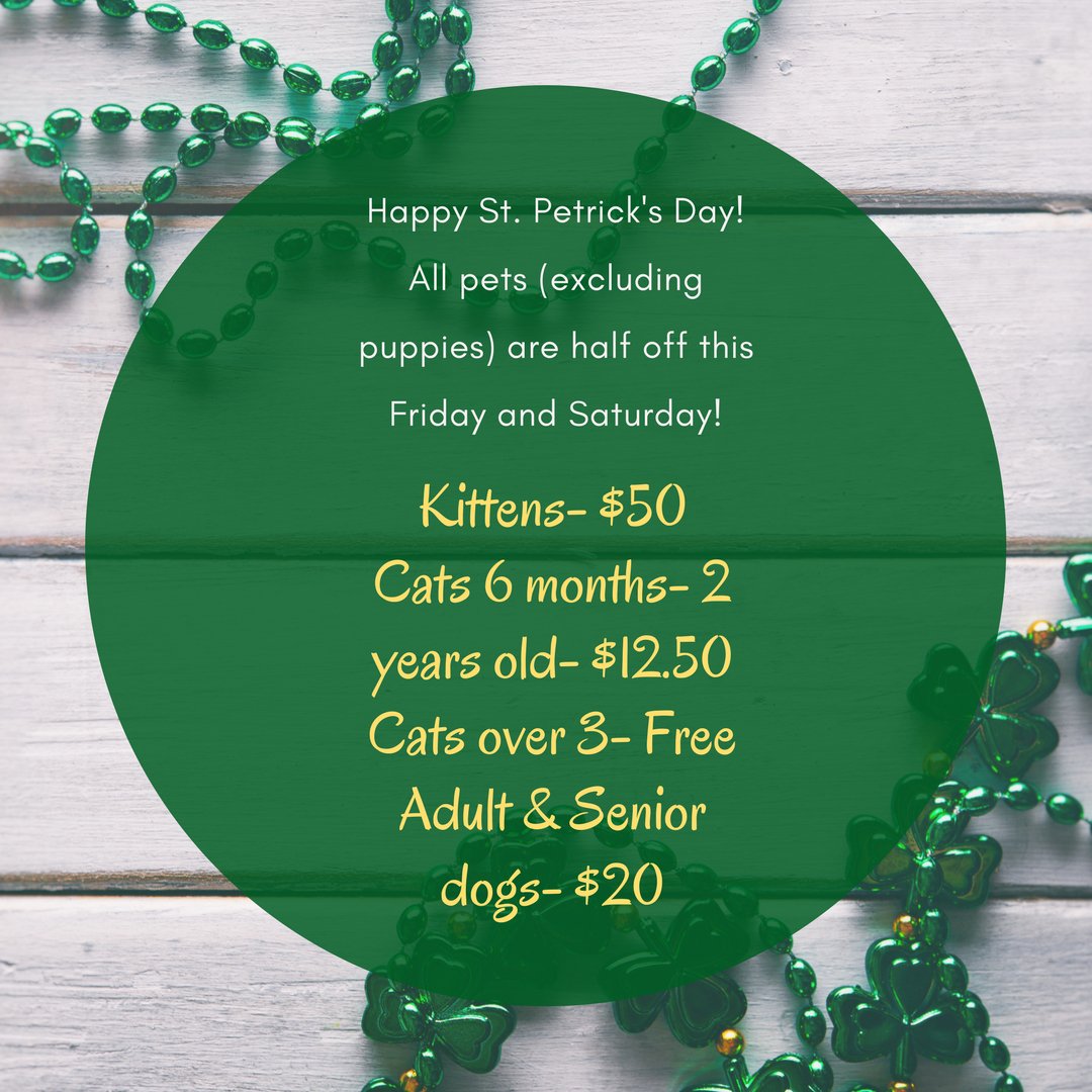 YWACpets's tweet photo. Save-the-date for St. Petrick's day March 16-17 this Friday &amp; Saturday. https://t.co/ejPhGyPZOO
