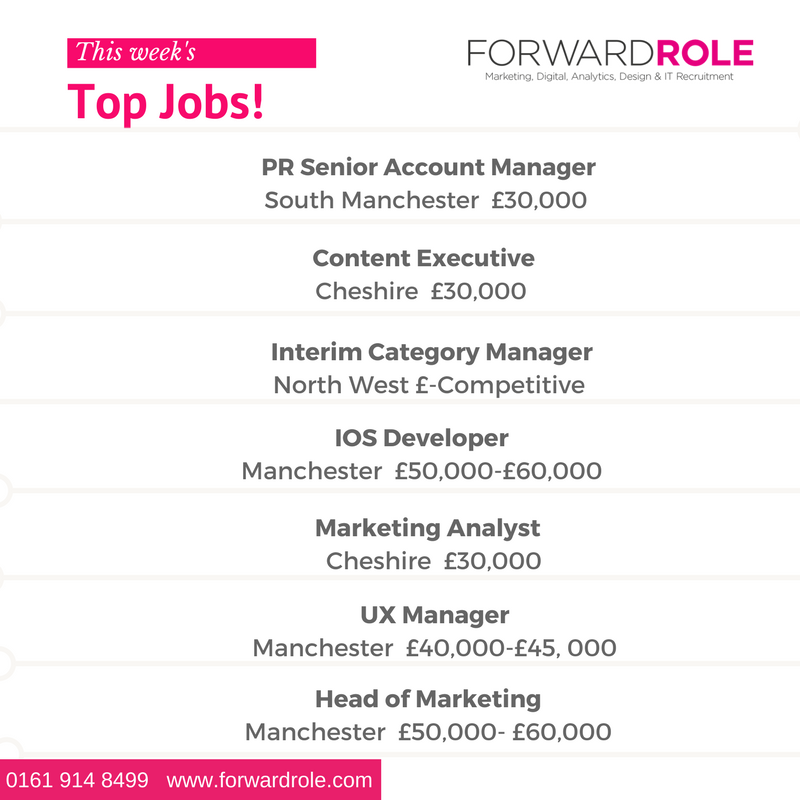 ForwardRole's tweet image. This week's featured TOP JOBS! Get in touch for more info! #MarketingJobs #Analytics #ITjobs #Career #digitaljobs