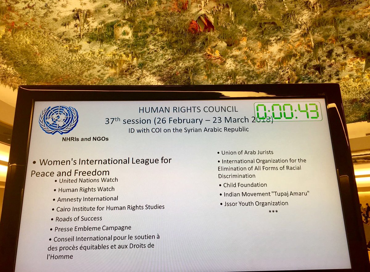 WILPF's tweet image. Using a #genderanalysis in documenting #HumanRightsViolations in #Syria is necessary to help all stakeholders to grasp how those violations generate different needs/constraints &amp;amp; to develop gender-sensitive approaches. Read our statement to #HRC37: bit.ly/2Io8gW2