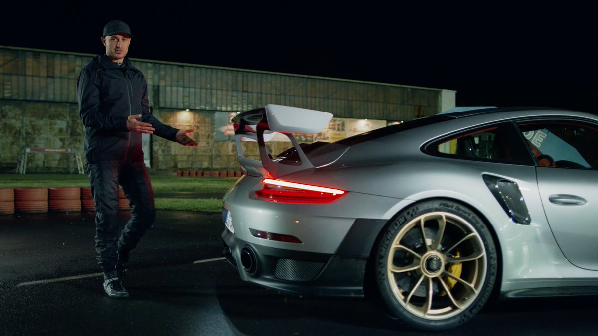 PorscheNewsroom's tweet photo. Record-breaking driver Lars Kern presents the top five highlights of the #Porsche #911GT2RS on a go-kart track. More about the fifth episode of the 'Porsche Top 5' YouTube series: https://t.co/xLuq8UGRZG https://t.co/DKULH0HrKP