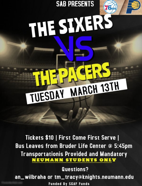 ISSCD's tweet image. Who wants to see the @Sixers take on the Pacers tonight. Contact Andrew from @NeumannSAB for discounted tickets! #ExcellenceRISES #TrustTheProcess
