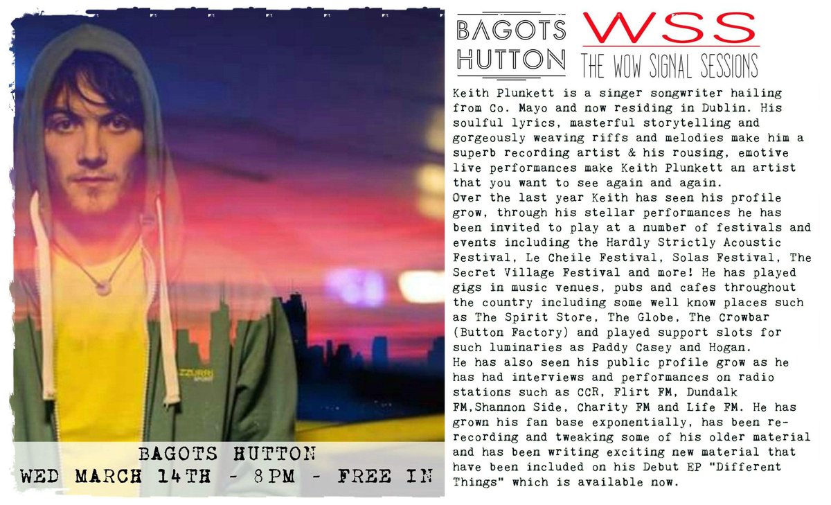 wowsigsessions's tweet photo. Next on the card for 2moro's @wowsigsessions live from @BagotsHutton is the always epic @KeithPlunkett1 😯

#irishmusicparty #Dublin #dublingigs #IrelandsBestUnsigned #dublinireland #irishgigs #IrishMusic #musicianlife #IrelandsGotTalent #ireland #igersireland #bagotshutton https://t.co/nb8MFpVWEQ