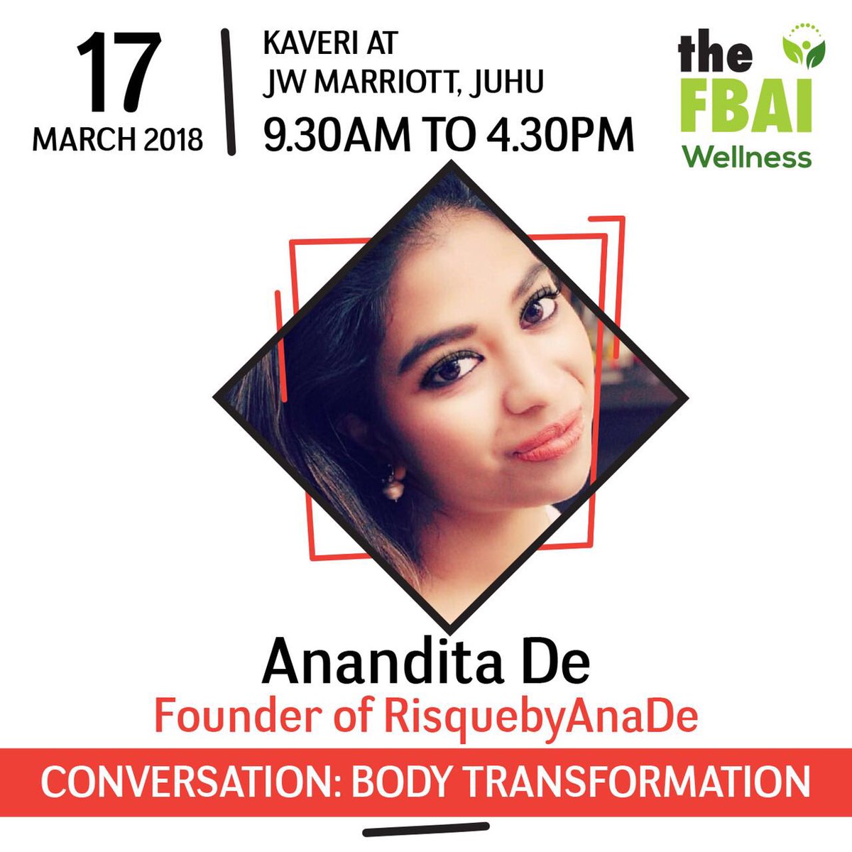 <a href="/risquebyanade/">Anandita Dé</a> will be talking on #bodytransformation at the #FBAIDialogues . Do join.
DM to register .

<a href="/CaWalnutsIndia/">CaliforniaWalnuts In</a> <a href="/besoulflower/">Soulflower</a> <a href="/JWMarriottJuhu/">JW Marriott Juhu</a> <a href="/salloni/">MasalaChic</a> @FoodBloggerAI <a href="/NaturesBasket/">Nature’s Basket</a> <a href="/GodrejAppliance/">Godrej Appliances</a> <a href="/VikhroliCucina/">Vikhroli Cucina</a>