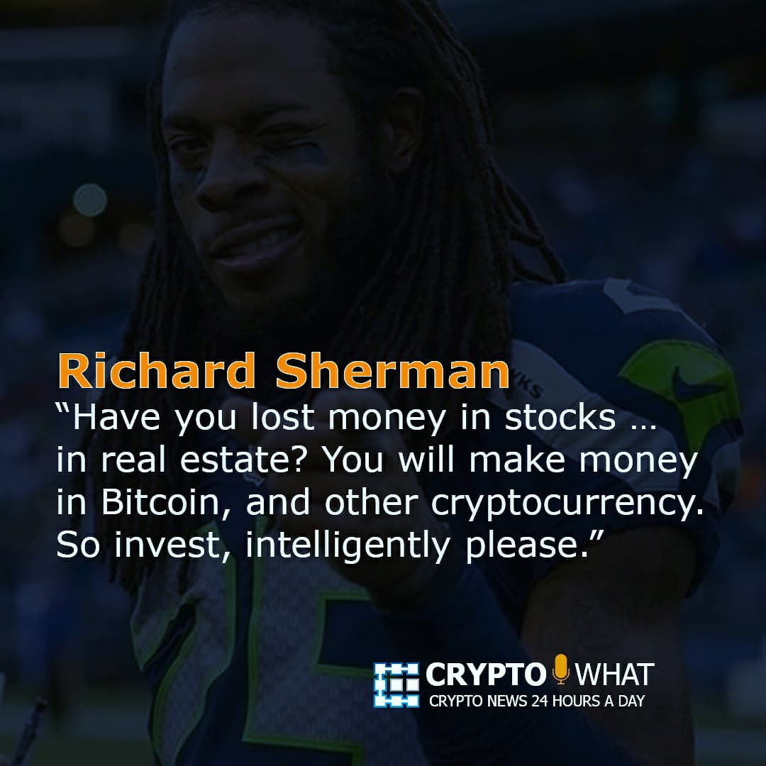 cryptowhat_'s tweet photo. Richard Sherman is such a great athlete and his take on #BTC and #cryptocurrency lets me know he is also a very brilliant mind - Although.... The 49er's???... Really Richard!!!  Go #SEAHAWKS https://t.co/QPTO92ZRt9
