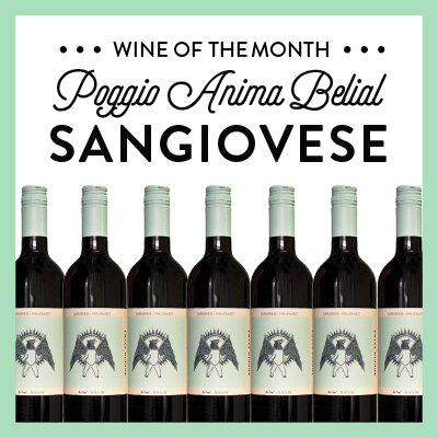 Our March wine of the month is Poggio Anima Belial, a 100% sangiovese sourced from a single vineyard near Siena. Bright &amp; fresh with notes of candied red cherry, sweet tobacco and wild herbs. <a href="/H2Vino/">H2Vino</a> <a href="/vsiwine/">Vine Street Imports</a>  #winenight #wineanddine