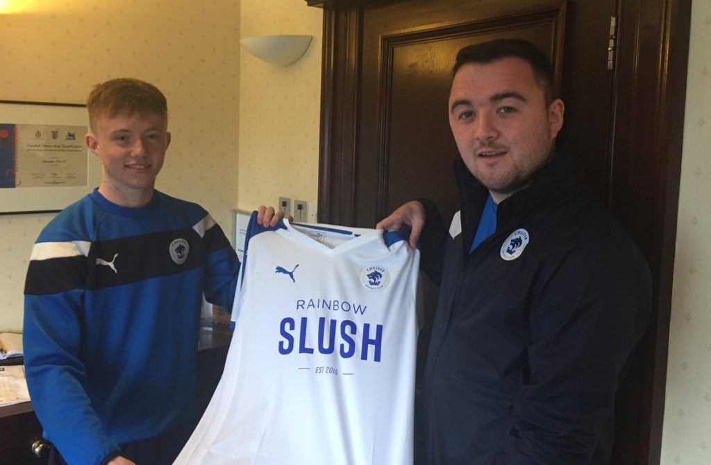 ChesterFC's tweet photo. 💙 | A massive thank you to @RainbowSlushUK who have sponsored @CFCYouthAcademy’s third kit for tomorrow’s trip to Romford. 👏⚪️ https://t.co/U8v5sBZU2l