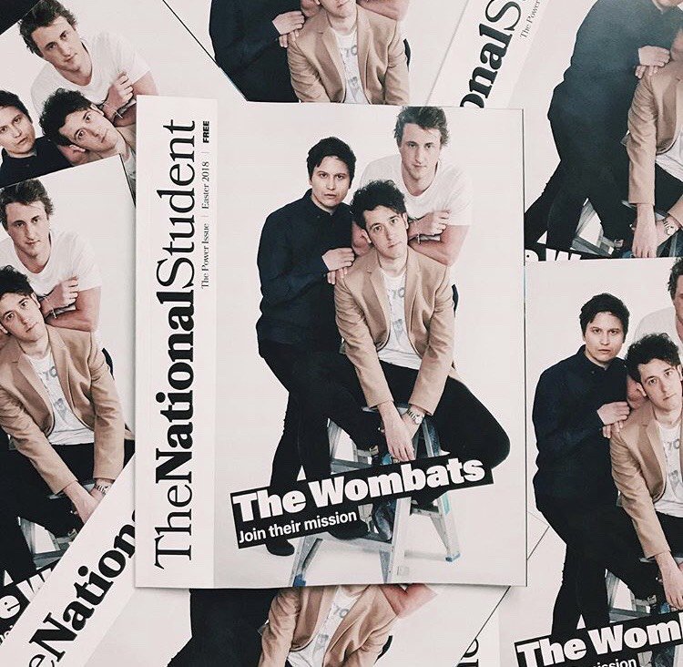 thewombats's tweet photo. Thanks for making us your cover @NationalStudent it was fun to chat! Grab your copy now to find out what our mission is... https://t.co/oiSXylhx2o