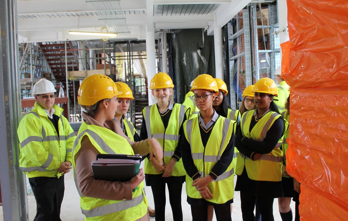 BlackheathHigh's tweet photo. Architecture and engineering in action at the @BHSBigBuild. Seniors take a peek at our redevelopment site. #STEAMweek https://t.co/GsKzYF2YPV