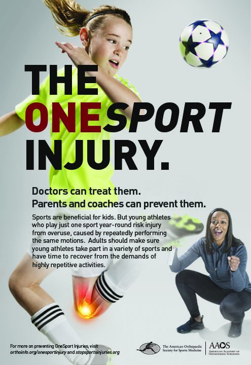 aossm1972's tweet photo. “Overuse injuries in children happen often and can have lifelong effects on their game, health and quality of life.” 

AOSSM President @cbushjoseph speaks about our new #OneSportInjury PSA with @AAOS1, which encourages kids to play multiple sports: https://t.co/0sqoL6Ny8E https://t.co/dTOBa7CiNR
