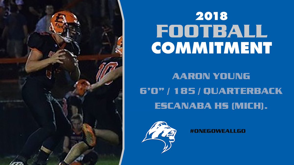 FULionsFootball's tweet photo. The 2018 recruiting class has added another top notch, extremely talented leader from the great state of the UP! Please join us in welcoming Aaron Young to the pride!! #OneGoWeAllGo #FinnUP #pr1de https://t.co/K7aydEqS9l