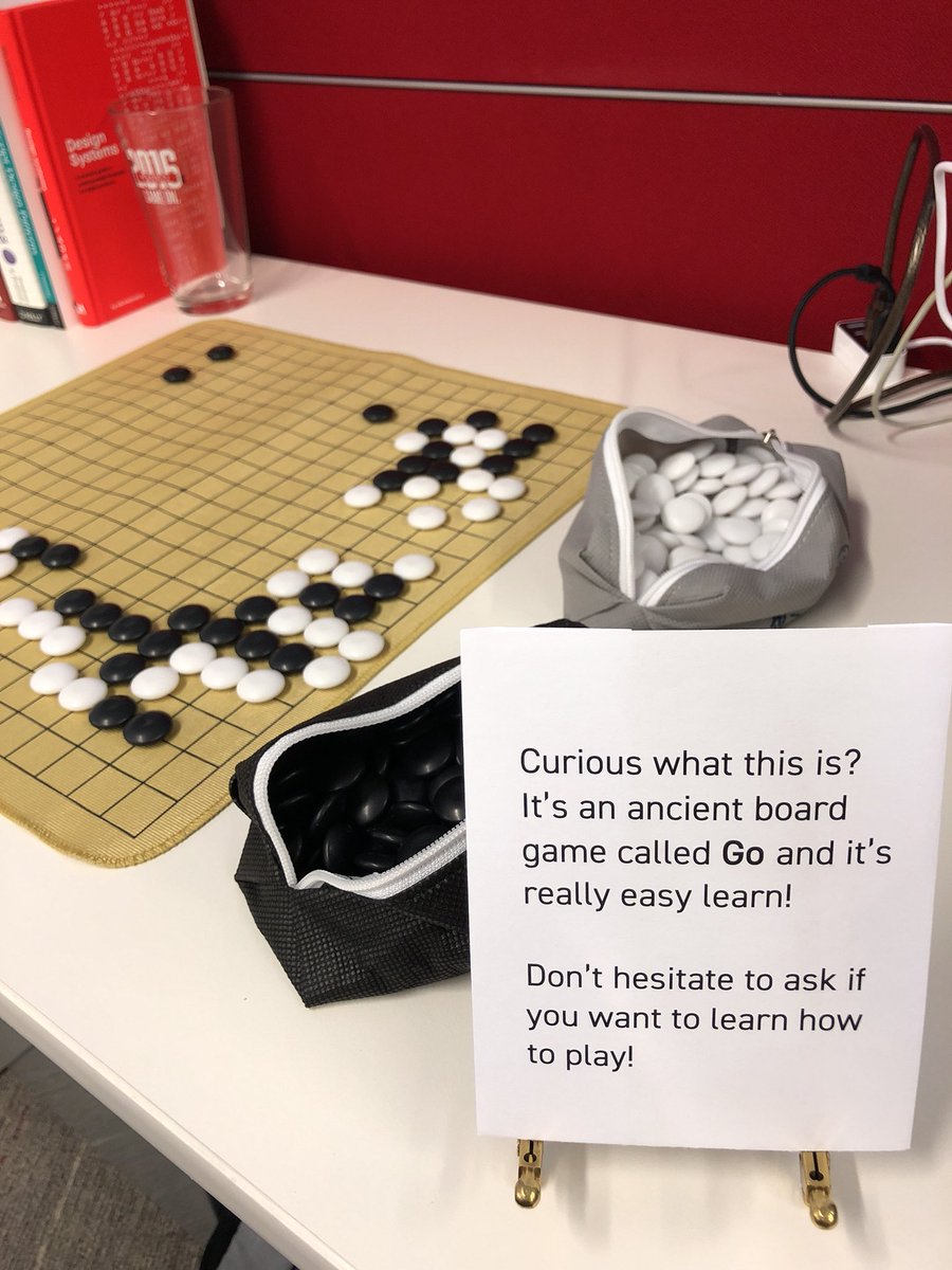 bengozen's tweet photo. Pretty proud of my impromptu setup at work to expose more people to the game. Already have one person who I've started playing with weekly!

#playigo #go #baduk #weiqi https://t.co/u1pNZRKM3M