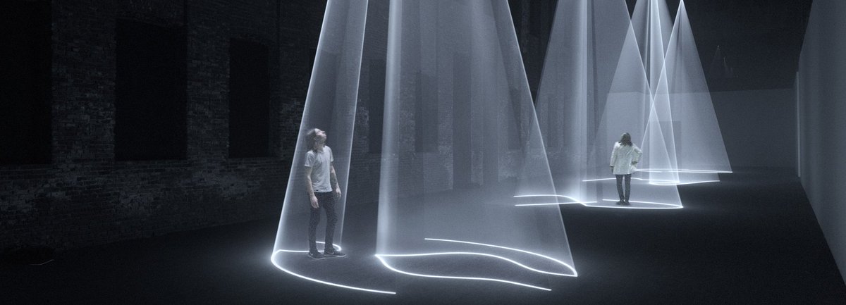 canalacultura's tweet photo. Entre la #escultura, el #cine y el #dibujo esta #instalación lumínica de #AnthonyMcCall denominada #SolidLightWorks, juega en una sala de arte con #neblina artificial en el centro cultural @PioneerWorks_ en #Brooklyn. formas volumétricas compuestas de haces de #luz proyectada https://t.co/FiTtnulUxG