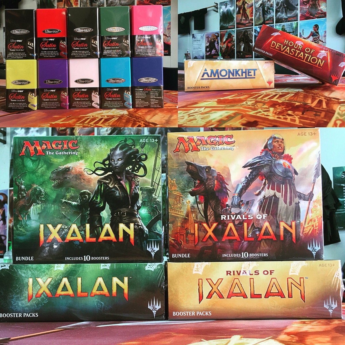 MIndGamezStore's tweet photo. Today’s arrivals!! #magicthegathering #ultrapro #deckbox #boxes #deck #satintower #ixalan #rivalsofixalan #amonkhet #hourofdevastation #booster #bundles https://t.co/AwAZTULqXo