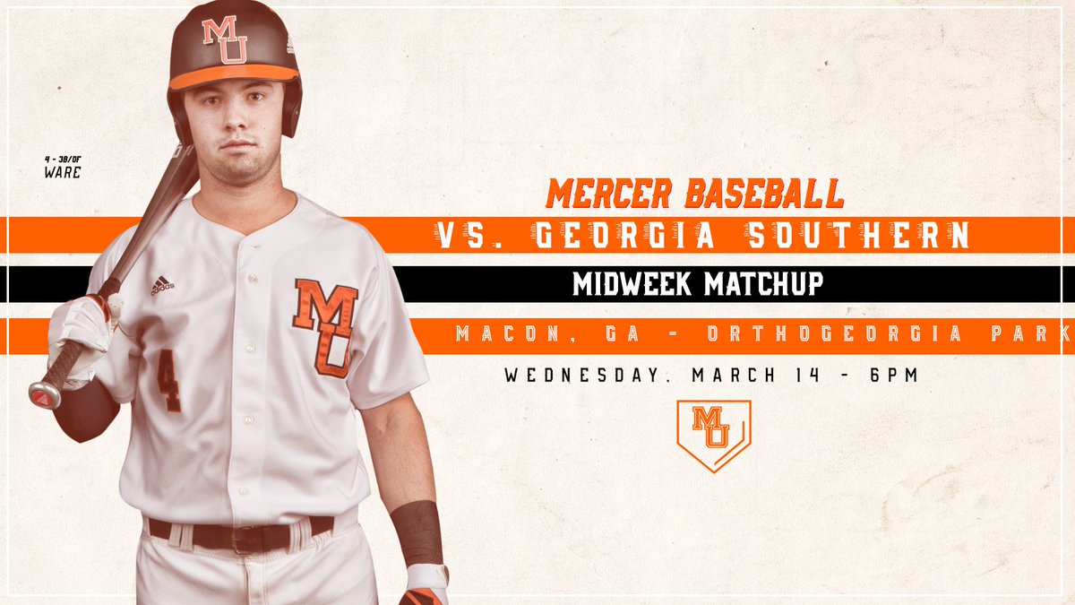 MercerBaseball's tweet photo. GAMEDAY! 🐻⬇️

Back at @OrthoGeorgia Park to host Georgia Southern. First pitch at 6️⃣ p.m.!

#RoarTogether https://t.co/rC7IGy4R3g