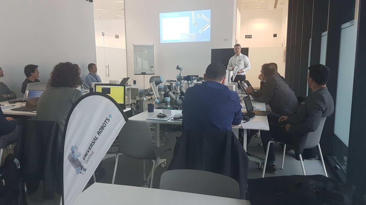 Universal_Robot's tweet photo. Exciting times at our software workshop for UR+ Developer in Barcelona today! 😎 
#urcaps #urplus #hackathon #universalrobots  #developers #thefutureofrobotics https://t.co/XeuYbzmXMT