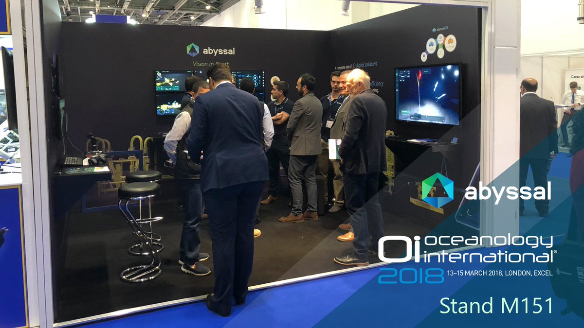 abyssal_sa's tweet photo. Day 1 at @OceanologyIntl! Come visit us at M151 and learn all about #AbyssalOS. #Oi18 #oceantech #3D #AugmentedReality #visionindepth #efficiency #safety #ROV #projectlifecycle https://t.co/pwduki00zp