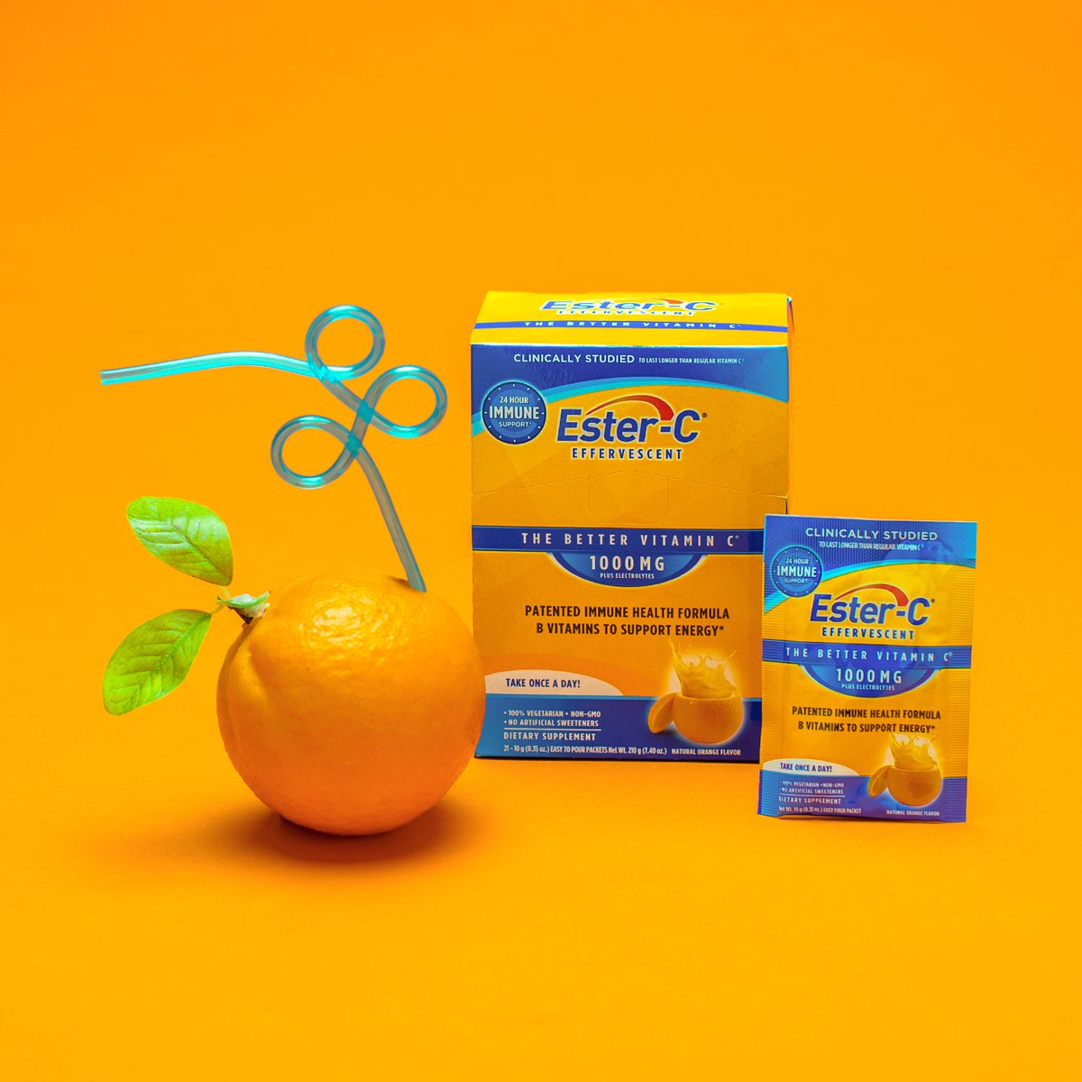 OfficialEsterC's tweet photo. Squeeze 24 hours of immune support out of Ester-C® Effervescent Drink Mix.*◊† 🍊 https://t.co/PmJPJnoQOq
