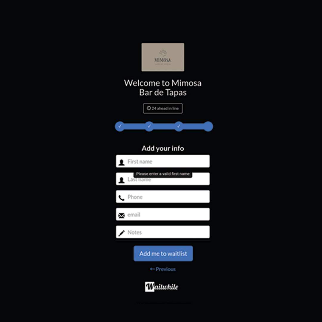 mimosawinebar's tweet photo. The #Waitwhile app 
1) Link to app from our website or FB page
2) Fill in your details
3) Receive text confirmation
#Enjoy #EasyPeasy https://t.co/Os7f5henqI