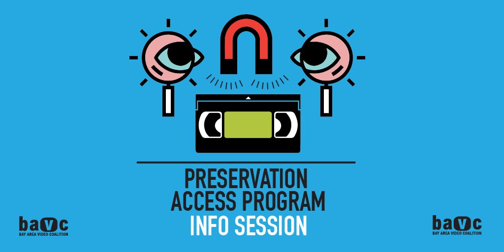 BAVCmedia's tweet photo. Are you an artist or a small arts organization with video or audio tapes you would love to have digitized? Learn more about BAVC's Preservation Access Program TONIGHT! Come to BAVC at 6pm to learn more! https://t.co/1ZI9ooqJmG #PrezAccess #DigiPres #AVPres https://t.co/VBHJ6ExbdK