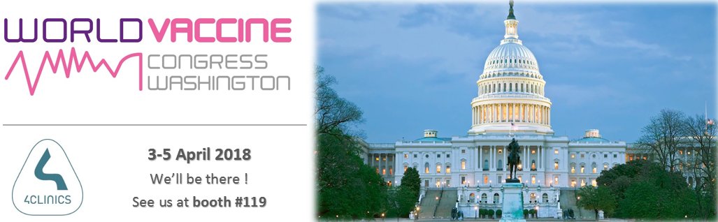 4Clinics's tweet photo. Meet our team at the #worldvaccinecongress in Washington on April 3-5 at booth #119 to discuss about our #solutions and #expertise in #vaccines. #wvcusa #biostatistics #medicalwriting #DataManagement #clinicaltrials #clinicaloperations #clinicalstudies https://t.co/cNISKDolnF